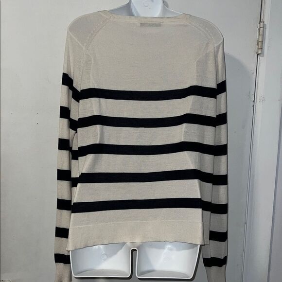 ZARA Ivory Black Striped Lightweight Pullover Sweater-M - Picture 5 of 10